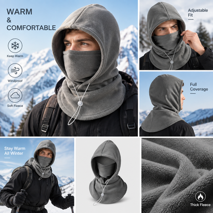 🔥LAST DAY PROMOTION - 50% OFF❄️ 2-Piece Integrated Flannel Warm Face Mask & Hat（upsell）